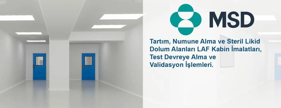 MSD steril dolum alanları temiz oda sistemleri.